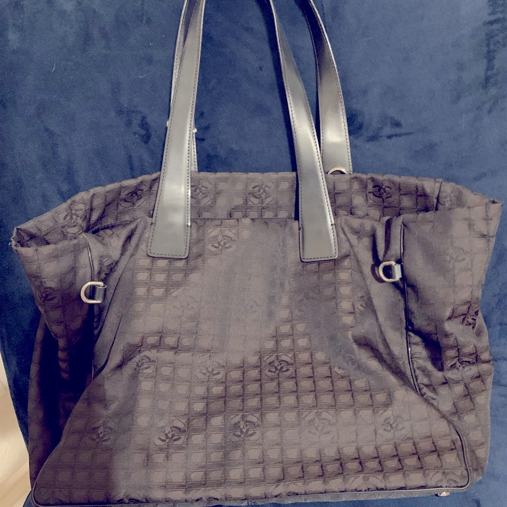 Chanel Brown/Black canvas travel line tote